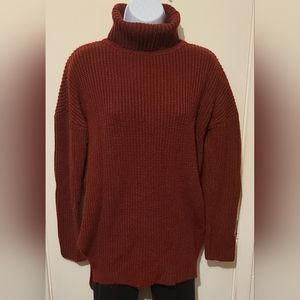 Pink Rose Maroon Turtleneck Sweater